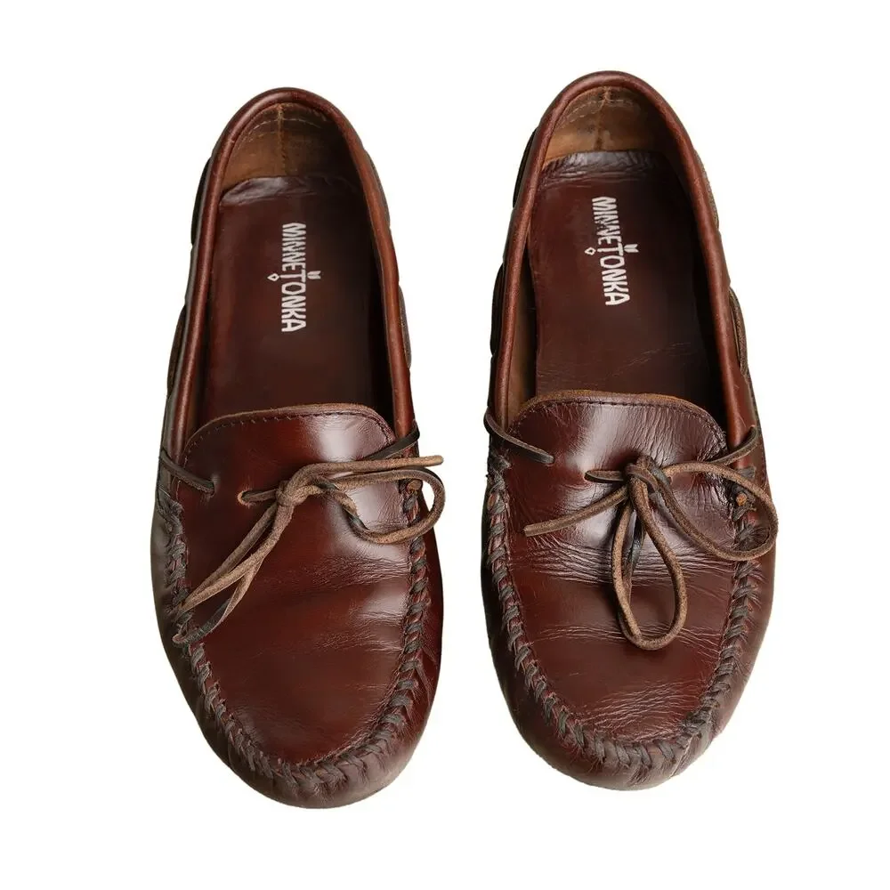 Minnetonka Classic Leather Driving Moccasins - Dark Brown (Style 798) - Sz 10